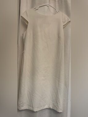 Kelly & Diane NWT White Boatneck Cap-Sleeve Kick Pleat Dress Size 10